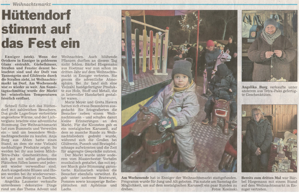 Enniger HILFT Kindern - Weihnachtsmarkt zu Gunsten des Vereins Enniger HILFT Kindern e.V.
